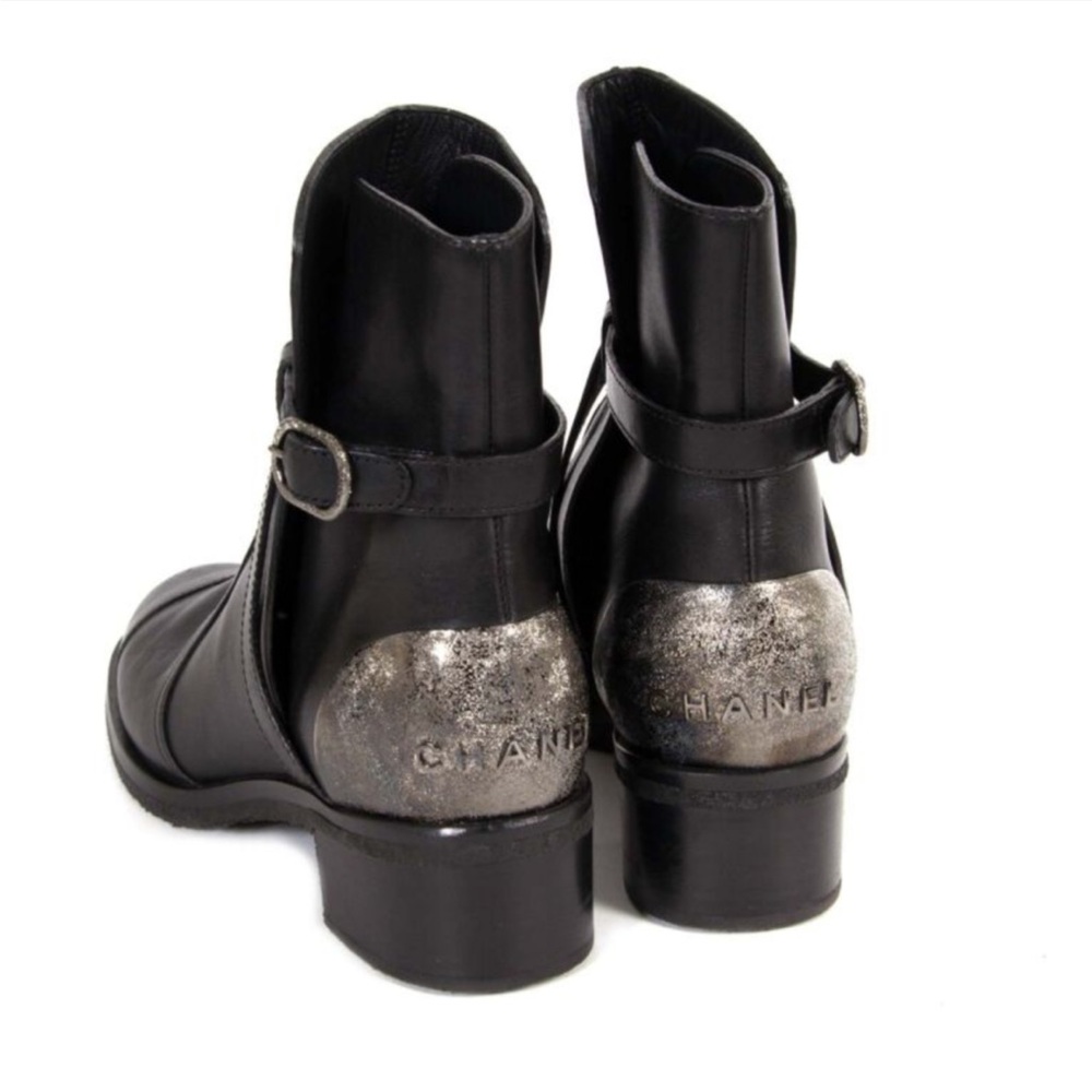 Chanel Buckled Combat Boots